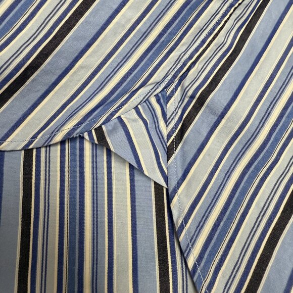 EUC Men's J. CREW Cotton Striped Dress Shirt Blue | Size L (16-16.5) - Picture 4 of 6